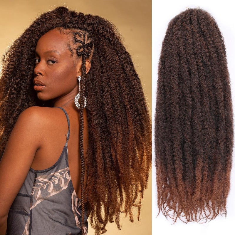 ZRQ 8 Packs Marley Hair 24 Inch Springy Afro Kinky Marley Twist Braiding Hair Ombre Marley Twist Curly HairBrown Curly Twist Marley Hair Extensions T308 Packs