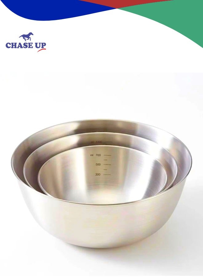 Chase Up Stainless Steel Mixing Bowls-3 Packs Small Thicker Stainless Steel Flat Bottom Mixing Bowls Set, Home, Refrigerator, and Kitchen Food Storage Organizers - Image 1