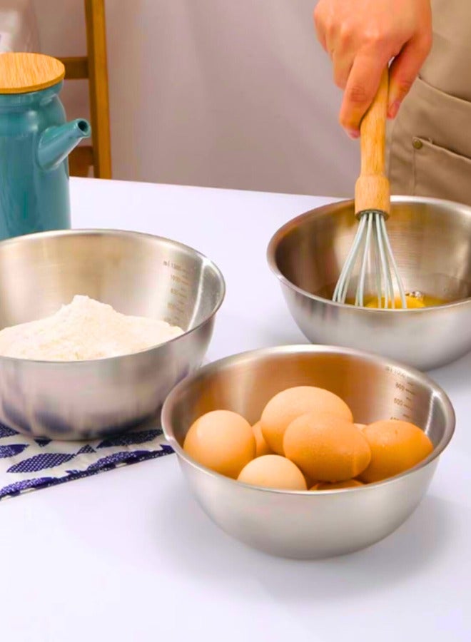 Chase Up Stainless Steel Mixing Bowls-3 Packs Small Thicker Stainless Steel Flat Bottom Mixing Bowls Set, Home, Refrigerator, and Kitchen Food Storage Organizers - Image 2