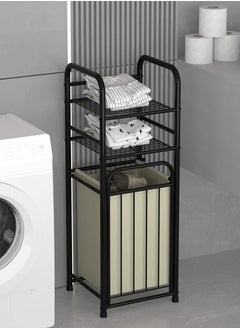 BLOOMING TIME 2 Compartments Freestanding Laundry Basket with Removable Waterproof Liner for Bathroom Laundry Room Bedroom  - Image 1