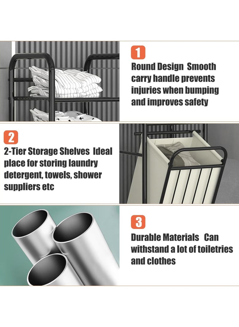 بلومنغ تايم سلة غسيل مستقلة مكونة من حجرتين مع بطانة مقاومة للماء وقابلة للإزالة للحمام وغرفة الغسيل وغرفة النوم - Image 5