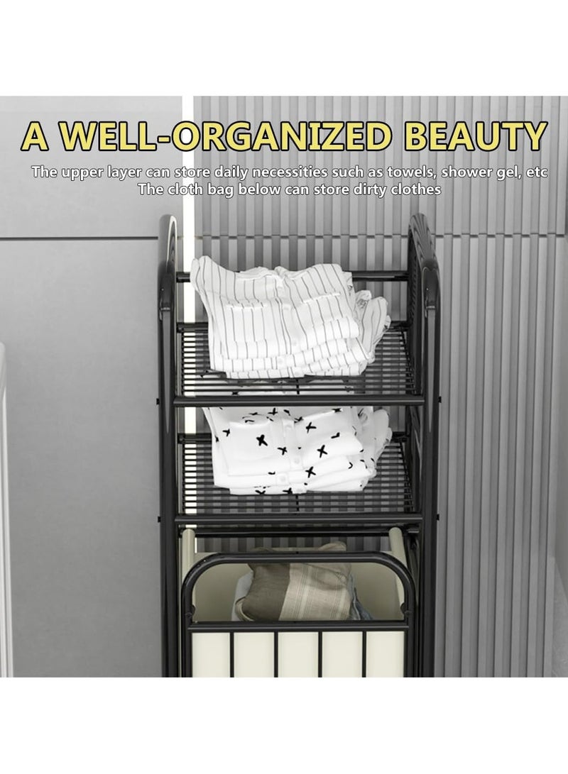 بلومنغ تايم سلة غسيل مستقلة مكونة من حجرتين مع بطانة مقاومة للماء وقابلة للإزالة للحمام وغرفة الغسيل وغرفة النوم - Image 3