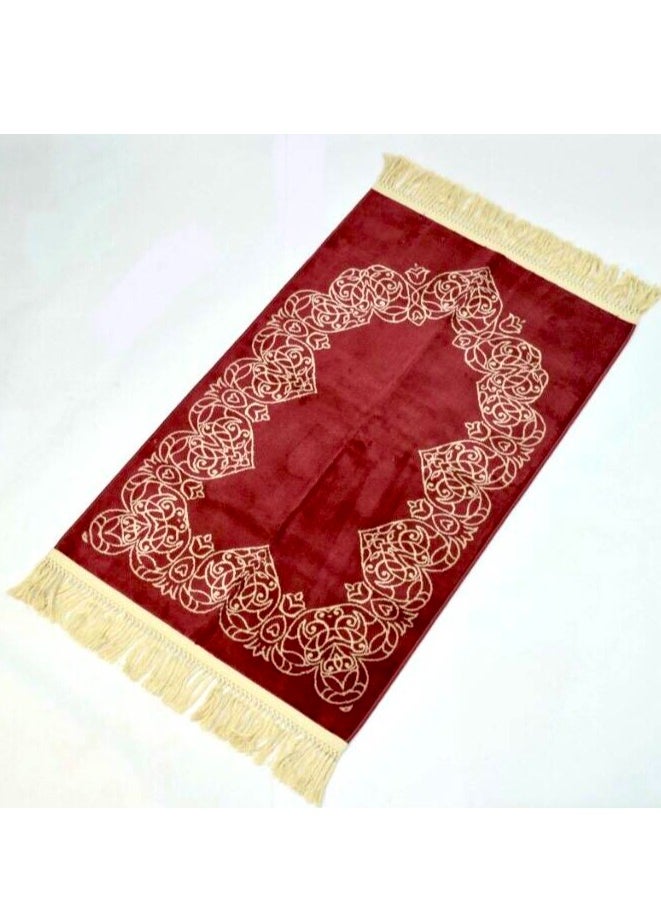 A box of luxuriously decorated wool prayer rug with two perfume bottles