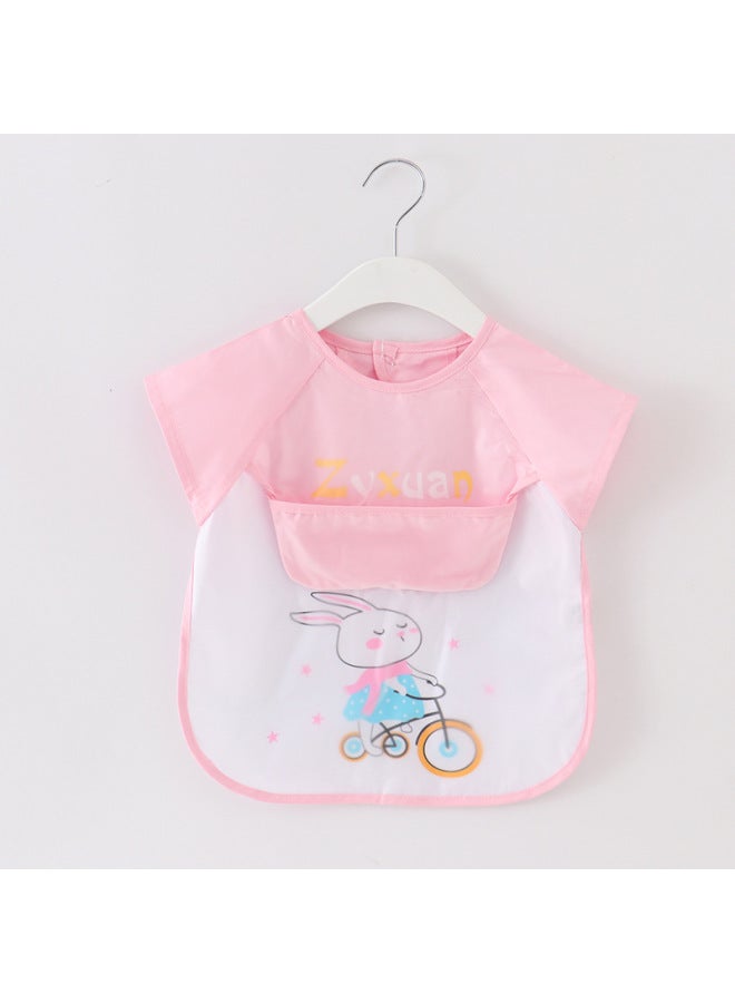 Summer Thin Children's A Bib Baby Eating Smock Short-sleeved Reverse Dressing Rice Pocket Baby Waterproof And Anti-dirty