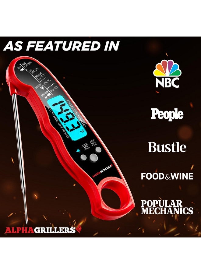 ألفا جريلرز مقياس حرارة اللحوم الرقمي من ألفا جريلرز - مقياس حرارة الطعام الفوري للقراءة للطهي والشواء ومقلاة الهواء ومسبار الشواية وأدوات المطبخ الأساسية وملحقات الشواء وهدايا الشواء للرجال والأب وعيد الأب - Image 3
