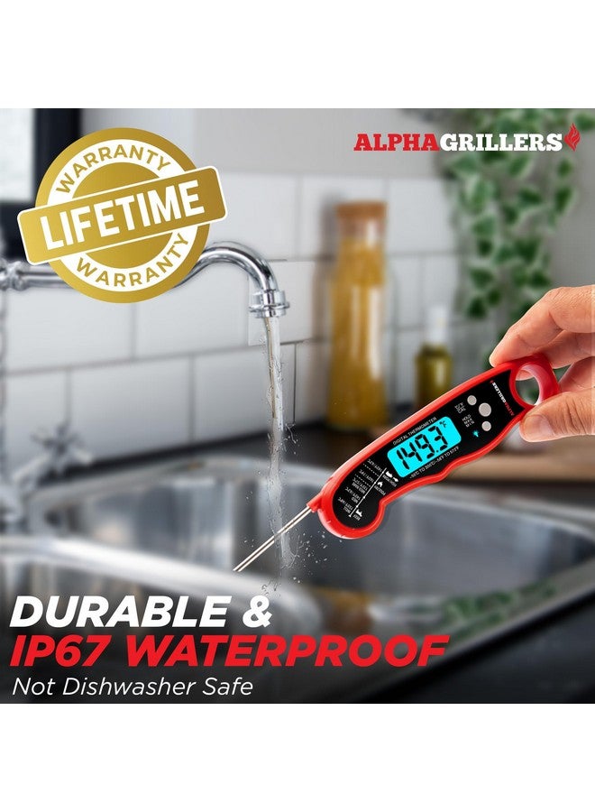 ألفا جريلرز مقياس حرارة اللحوم الرقمي من ألفا جريلرز - مقياس حرارة الطعام الفوري للقراءة للطهي والشواء ومقلاة الهواء ومسبار الشواية وأدوات المطبخ الأساسية وملحقات الشواء وهدايا الشواء للرجال والأب وعيد الأب - Image 4