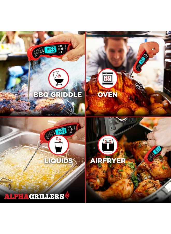 ألفا جريلرز مقياس حرارة اللحوم الرقمي من ألفا جريلرز - مقياس حرارة الطعام الفوري للقراءة للطهي والشواء ومقلاة الهواء ومسبار الشواية وأدوات المطبخ الأساسية وملحقات الشواء وهدايا الشواء للرجال والأب وعيد الأب - Image 2