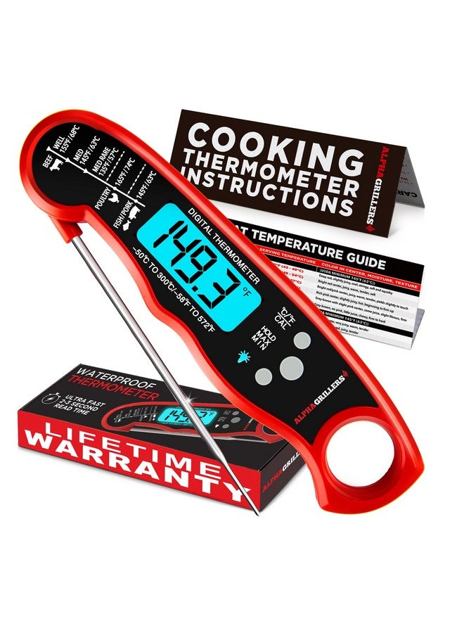 ألفا جريلرز مقياس حرارة اللحوم الرقمي من ألفا جريلرز - مقياس حرارة الطعام الفوري للقراءة للطهي والشواء ومقلاة الهواء ومسبار الشواية وأدوات المطبخ الأساسية وملحقات الشواء وهدايا الشواء للرجال والأب وعيد الأب - Image 1