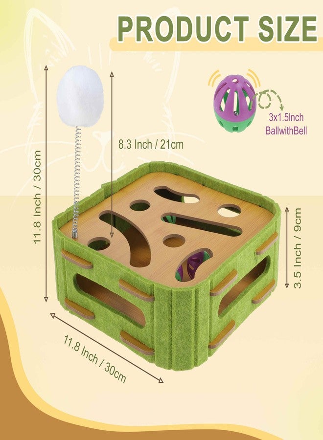GLIDESMOOTH Interactive Cat Toy Puzzle Toys for Indoor, Felt Maze Box, Cat Toys, Mental Stimulation and Entertainment, Square, Green, 1 Set - Image 3
