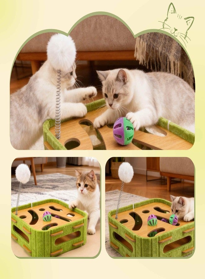 GLIDESMOOTH Interactive Cat Toy Puzzle Toys for Indoor, Felt Maze Box, Cat Toys, Mental Stimulation and Entertainment, Square, Green, 1 Set - Image 2