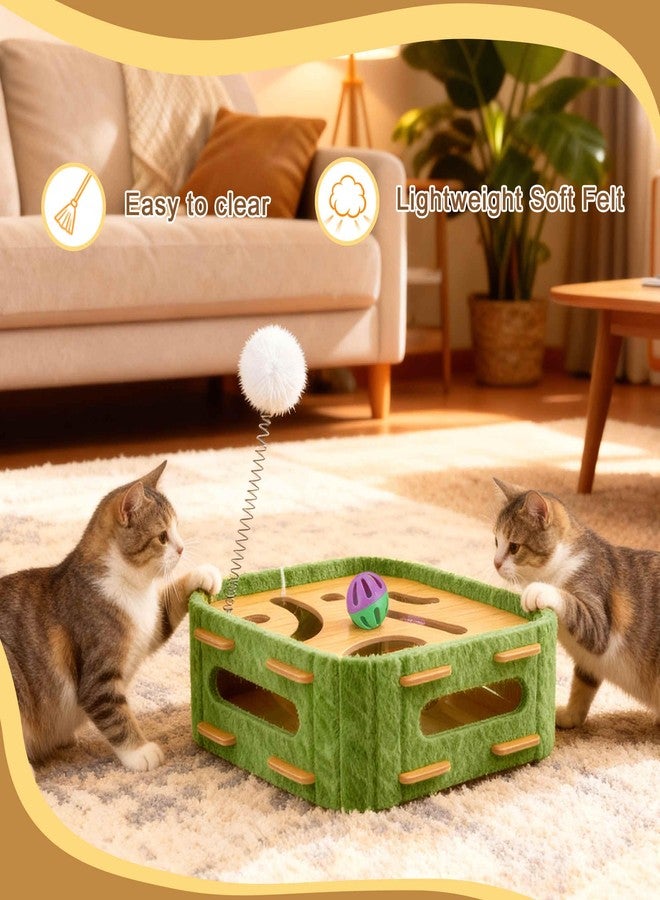 GLIDESMOOTH Interactive Cat Toy Puzzle Toys for Indoor, Felt Maze Box, Cat Toys, Mental Stimulation and Entertainment, Square, Green, 1 Set - Image 5
