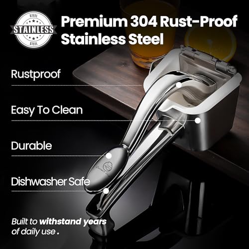 Gourmet Easy Lemon Squeezer Stainless Steel - Citrus Juicer With Unconditional 5 Year Warranty - Manual Hand Juicer for Lemons, Limes, and Large Oranges - Heavy Duty Citrus Press - Image 2