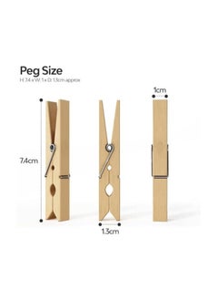 VIO 50 Pcs Wooden Clothes Pegs Rust Stain Resistant Washing Line Strong Durable Laundry Rack Cloth Clips Eco Friendly Strong Grip Bamboo Pegs DIY Projects Crafts for Home Nursery School  - Image 2