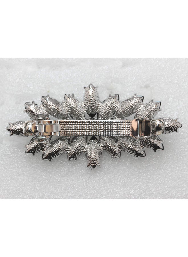 Faship Gorgeous Blue Rhinestone Crystal Floral Hair Barrette Clip - Image 4