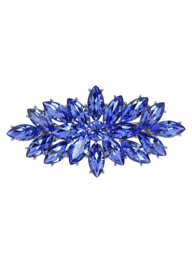 Faship Gorgeous Blue Rhinestone Crystal Floral Hair Barrette Clip - Image 2