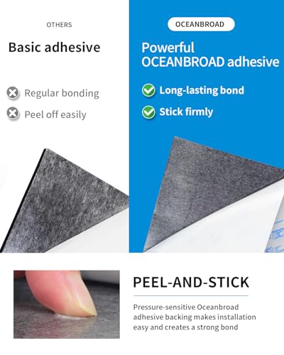 OCEANBROAD Boat Flooring 48x16 SelfAdhesive Strip Cut Grooves EVA Foam Sheet NonSlip Traction Pad for Boats Decking Surfboard SUP Paddleboard Kayak Black - Image 3