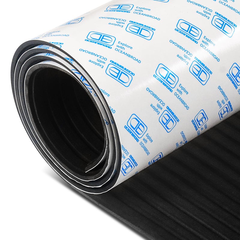 OCEANBROAD Boat Flooring 48x16 SelfAdhesive Strip Cut Grooves EVA Foam Sheet NonSlip Traction Pad for Boats Decking Surfboard SUP Paddleboard Kayak Black - Image 2