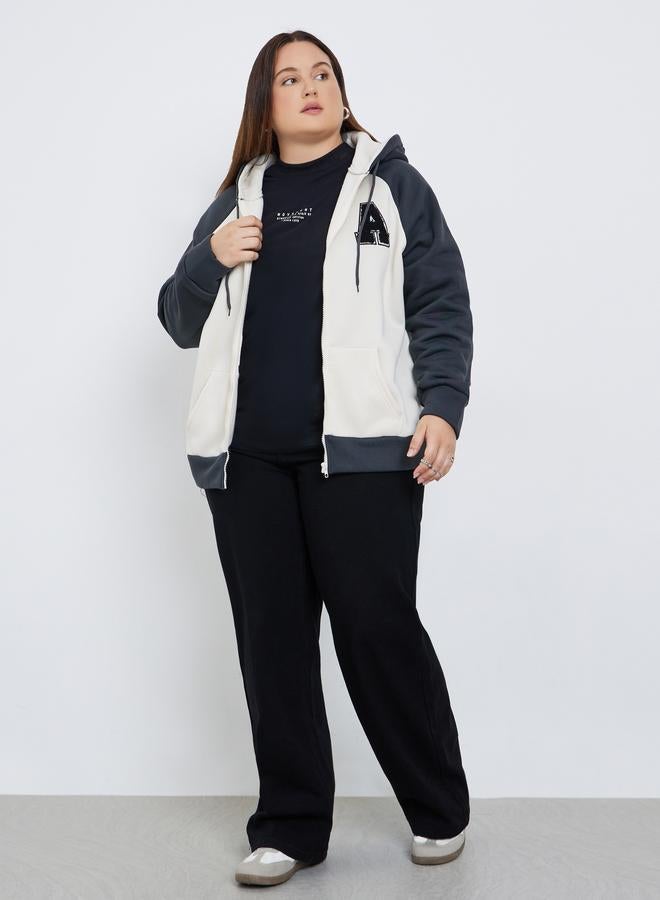 ستايلي هودي واسع بمقاس كبير ونمط كتل الالوان - Image 2