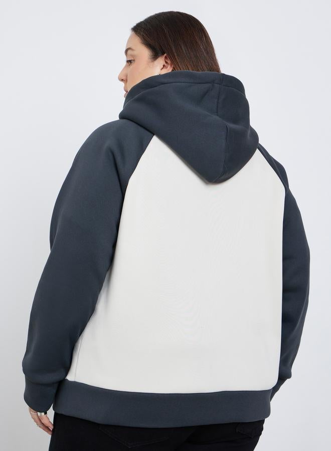 ستايلي هودي واسع بمقاس كبير ونمط كتل الالوان - Image 5