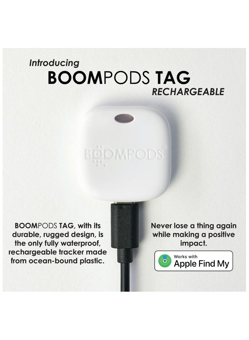 Boompods Boomtag Rechargeable Bluetooth Tracker Tag - Ocean Plastic Smart Tracking Device for Pet, Luggage, Compatible with Apple Find My App, Wallet and Key Finder (White) - Image 4