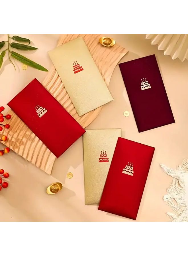12 ظروف عيد ميلاد مطبوعة بكعكة حمراء بتصميم رقائق ذهبية - Image 2