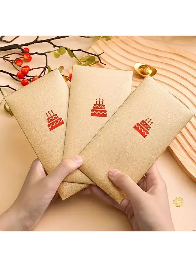 12 ظروف عيد ميلاد مطبوعة بكعكة حمراء بتصميم رقائق ذهبية - Image 4