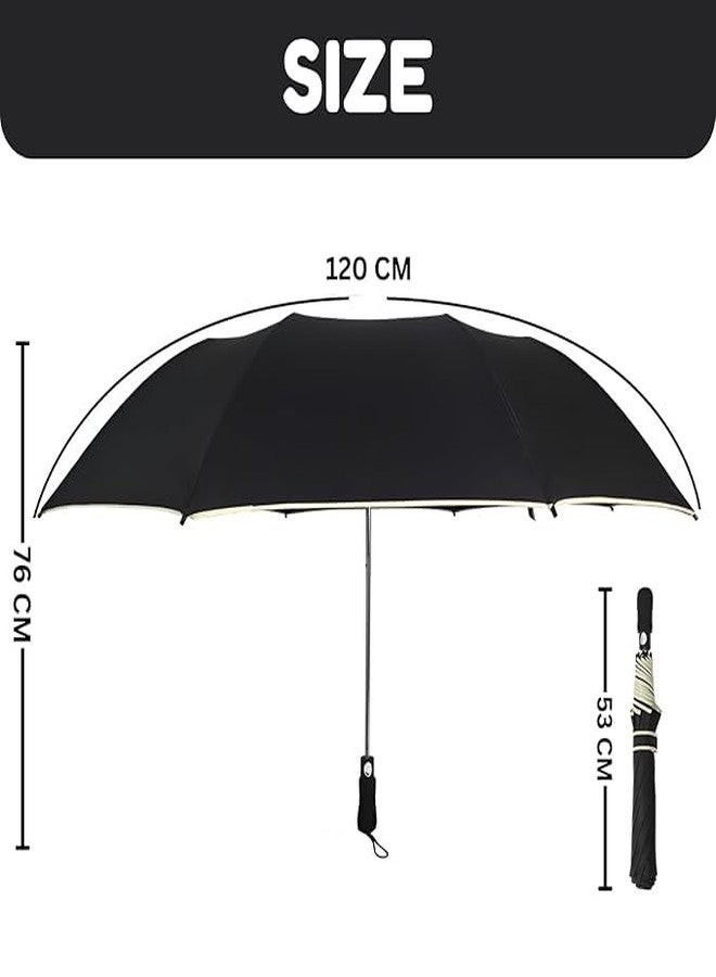 UNIQUE CART Windproof Travel Umbrella with EVA Grip Auto Open Compact Folding Umbrella for Men & Women Strong Fiberglass Frame Lightweight & All-Weather Rain Protection (Black) - Image 2