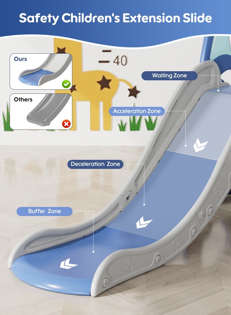 NEWLAN 4-in-1 Car-Themed Toddler Slide Set: Indoor-Outdoor Playground with Basketball Hoop, Swing & Climber, Safe Skill-Building Fun for Kids - Image 4