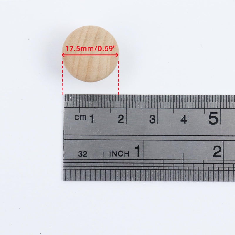Oedema Wood Unfinished Cabinet Knobs Mini Wooden Drawer Handle Furniture Door Pull Knobs 0.69"Ã—0.55", 20PCS with Screws - Image 3