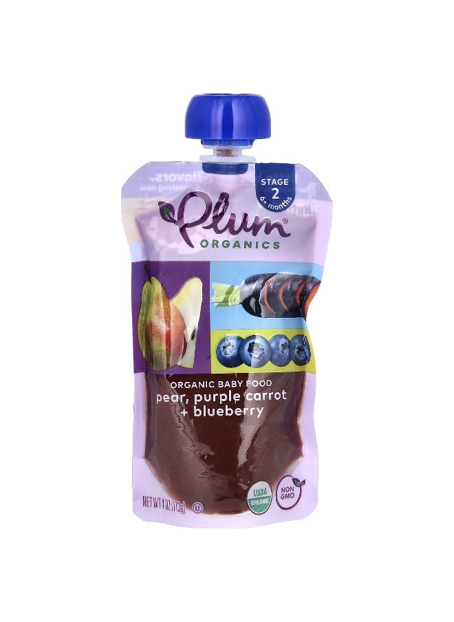 Plum Organics Plum Organics, Organic Baby Food, 6+ Months, Pear, Purple Carrot & Blueberry, 4 oz (113 g)  - Image 1