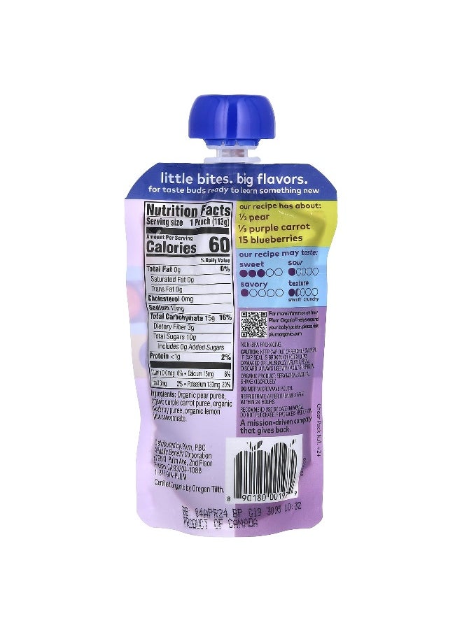 Plum Organics Plum Organics, Organic Baby Food, 6+ Months, Pear, Purple Carrot & Blueberry, 4 oz (113 g)  - Image 2