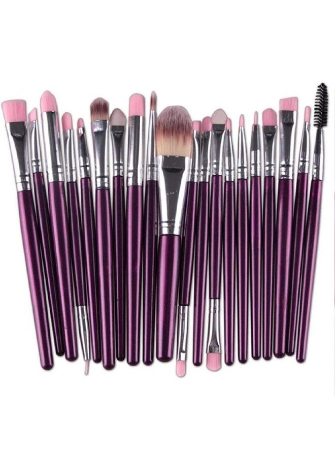 Digital Shoppy Professional Makeup Brushes Set Powder Foundation Eye Shadow Make Up Brushes Women Cosmetic Tool - Pack Of 20 Brushes (Purple-Silver) - Image 1