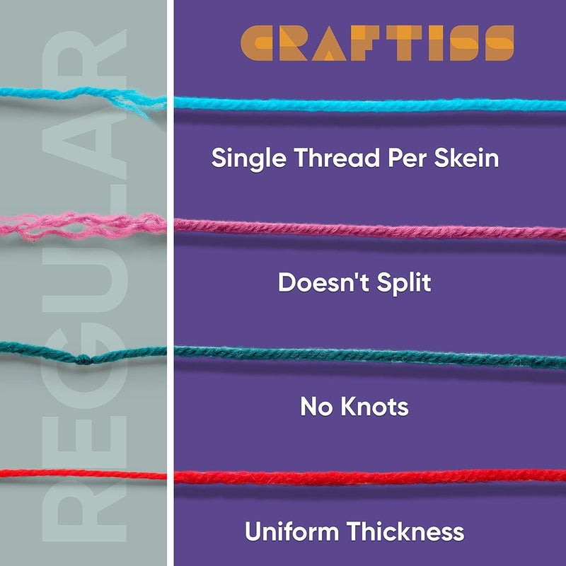 CRAFTISS 30 of 20g/0.7Oz Acrylic Yarn Mini Skeins - 1300 Yards of Soft Yarn for Crocheting and Knitting Craft Project, Assorted Starter Crochet Bulk Kit for Adults and Kids - Image 3
