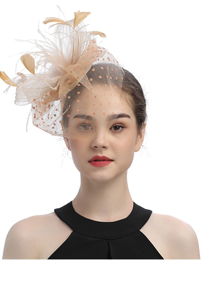 جمورو 4 قطع من قبعات فاسيناتور وحجاب وعصابة رأس شبكية وقفازات دانتيل قصيرة للنساء، قبعات حفلات الزفاف وأغطية رأس الشاي، إكسسوارات أزياء للفتيات والنساء في حفلات الزفاف - Image 3