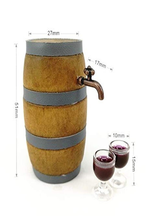 EatingBiting 1:12 Doll Mini House Christmas House Miniature Furniture Beer Barrel Cask Beer Keg Beer Mug 3Pcs Set (1 Beer Barrel & 2 Cup) Photography Props House Ornaments - Image 3