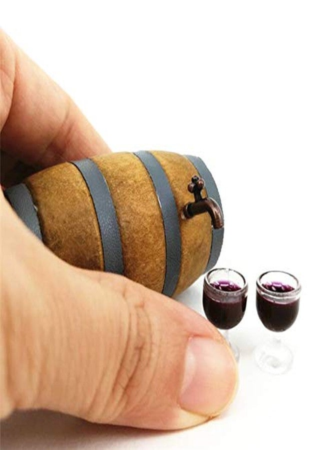 EatingBiting 1:12 Doll Mini House Christmas House Miniature Furniture Beer Barrel Cask Beer Keg Beer Mug 3Pcs Set (1 Beer Barrel & 2 Cup) Photography Props House Ornaments - Image 5