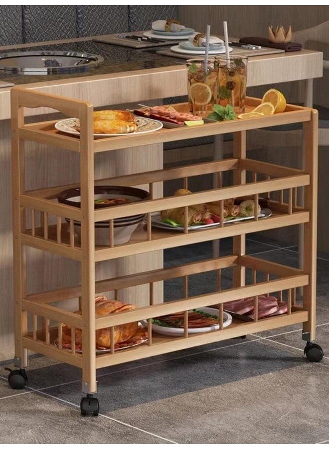 VBM VBM Multi-Purpose 3 Tier Bamboo Serving Trolley With Wheels - Wine Cart, Utility Cart, Kitchen Storage, Seasoning Rack for Dining Room  - Image 3