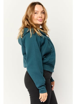 Adidas Women Sportswear Fit Long Sleeve Outdoor Hoodie, Dark Teal Blue  - Image 3