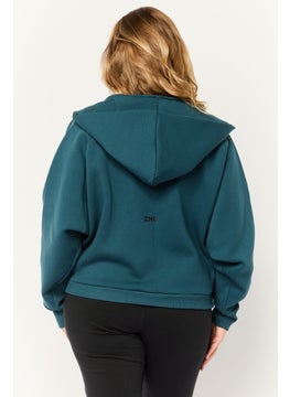 Adidas Women Sportswear Fit Long Sleeve Outdoor Hoodie, Dark Teal Blue  - Image 4