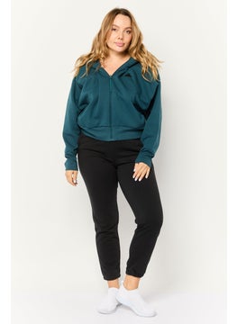 Adidas Women Sportswear Fit Long Sleeve Outdoor Hoodie, Dark Teal Blue  - Image 2