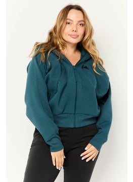 Adidas Women Sportswear Fit Long Sleeve Outdoor Hoodie, Dark Teal Blue  - Image 1