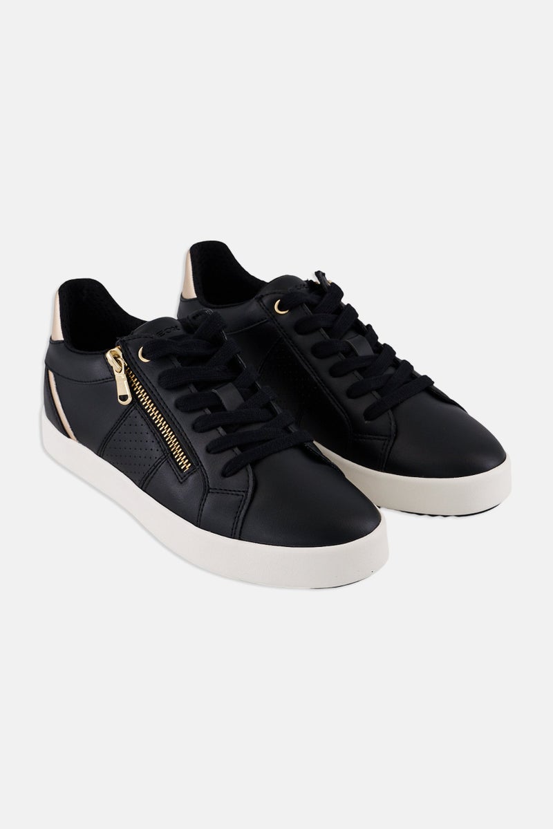 GEOX أحذية كاجوال نسائية د بلوميي مزودة بأربطة، سوداء - Image 1