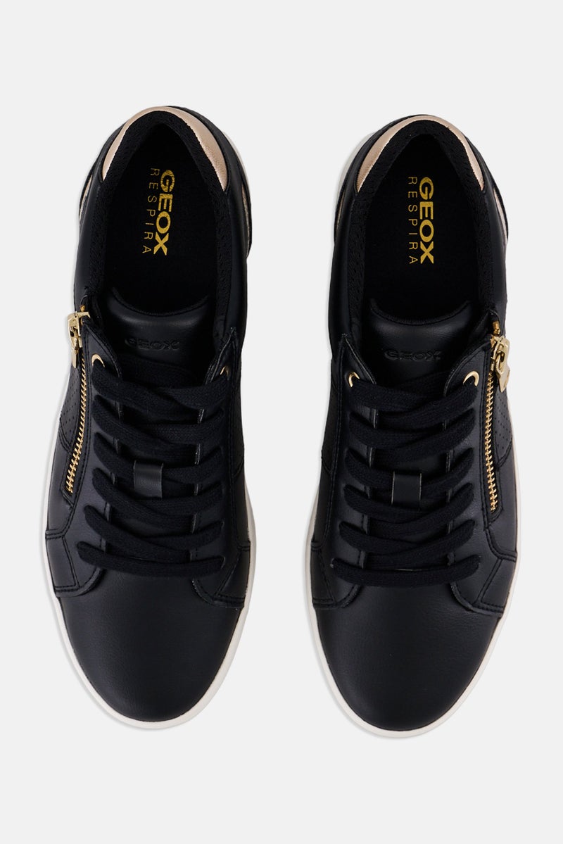 GEOX أحذية كاجوال نسائية د بلوميي مزودة بأربطة، سوداء - Image 3
