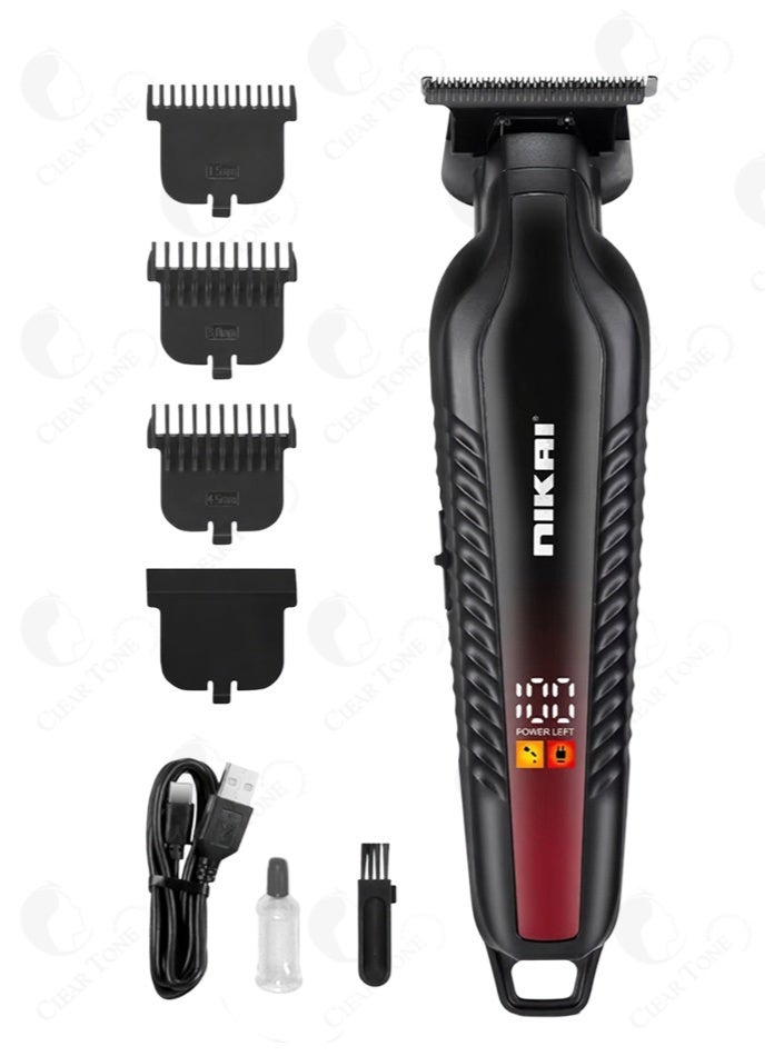 نيكاي أفضل ماكينة حلاقة شعر ولحية احترافية للرجال من نيكاي | بطارية ۱۲۰۰ مللي أمبير | ۲۴۰ دقيقة من التشغيل | شحن سريع من النوع C | شفرة T دقيقة | شاشة ليد | ماكينة حلاقة لاسلكية متينة مع ۳ أمشاط توجيهية - Image 1