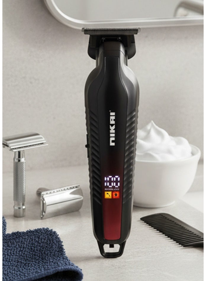 نيكاي أفضل ماكينة حلاقة شعر ولحية احترافية للرجال من نيكاي | بطارية ۱۲۰۰ مللي أمبير | ۲۴۰ دقيقة من التشغيل | شحن سريع من النوع C | شفرة T دقيقة | شاشة ليد | ماكينة حلاقة لاسلكية متينة مع ۳ أمشاط توجيهية - Image 3