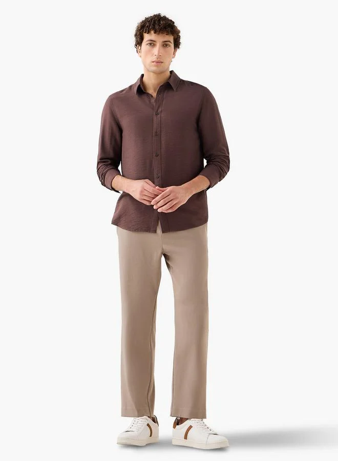 Splash FAV Men Regular Fit Collared Crinkle Texture Long Sleeves Shirt