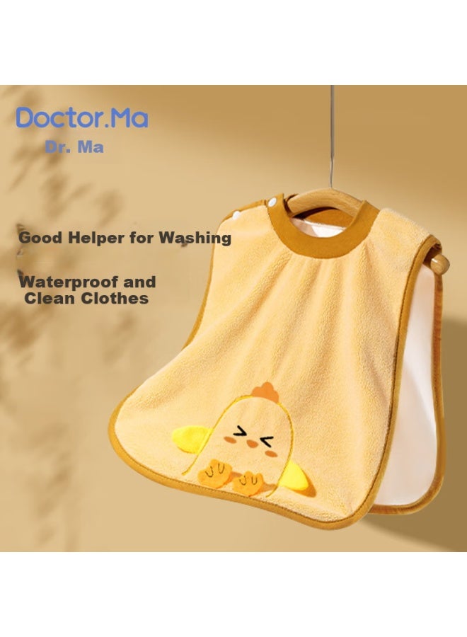 Doctor Ma Children's Washcloth Saliva Towel Waterproof Bib Baby Face Washing Toothbrush Waterproof Bib Yellow Chick - Image 1