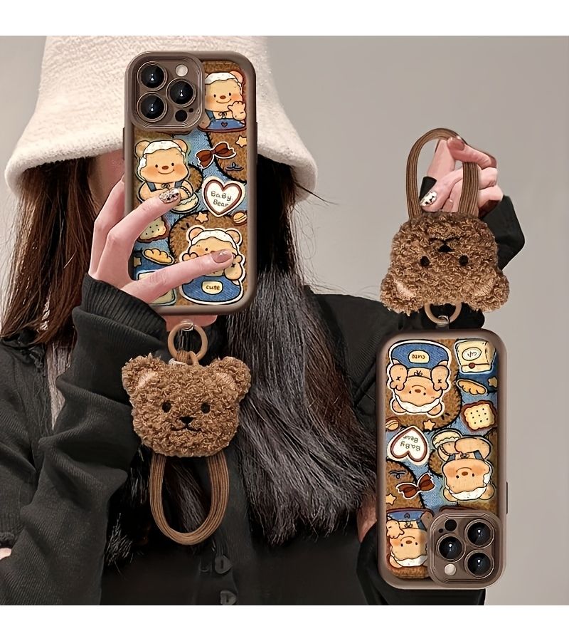 Shockproof Mixed Color TPU Phone Case With Plush Lanyard For iPhone 17 Pro Max - Image 1
