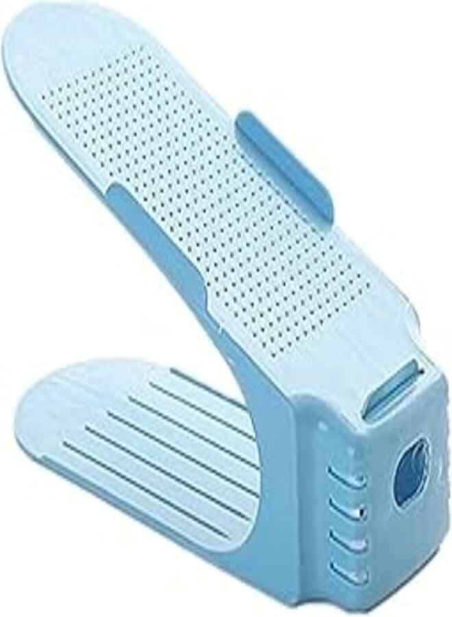 Set of 10 pcs shoe slots organizer, adjustable and detachable shoe rack shoe organizer - double layer stack a shoe shoe slotz -space saver storage rack holder (blue) 
