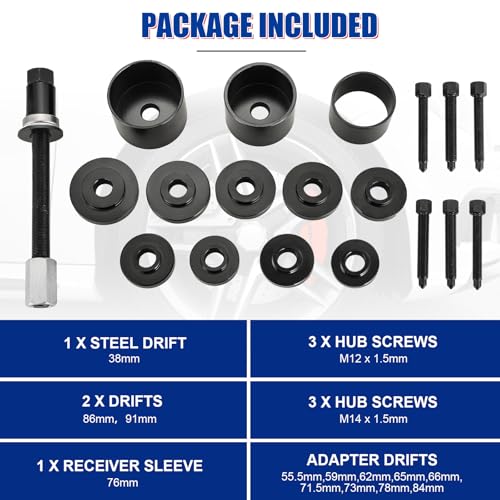NYXOVA 19pcs Front Wheel Drive Bearing Removal Installation Service Tool Kit, Wheel Bearing Removal Kit, Bearing Removal Install Adapter Puller Pulley Service Tool Kit - Image 2